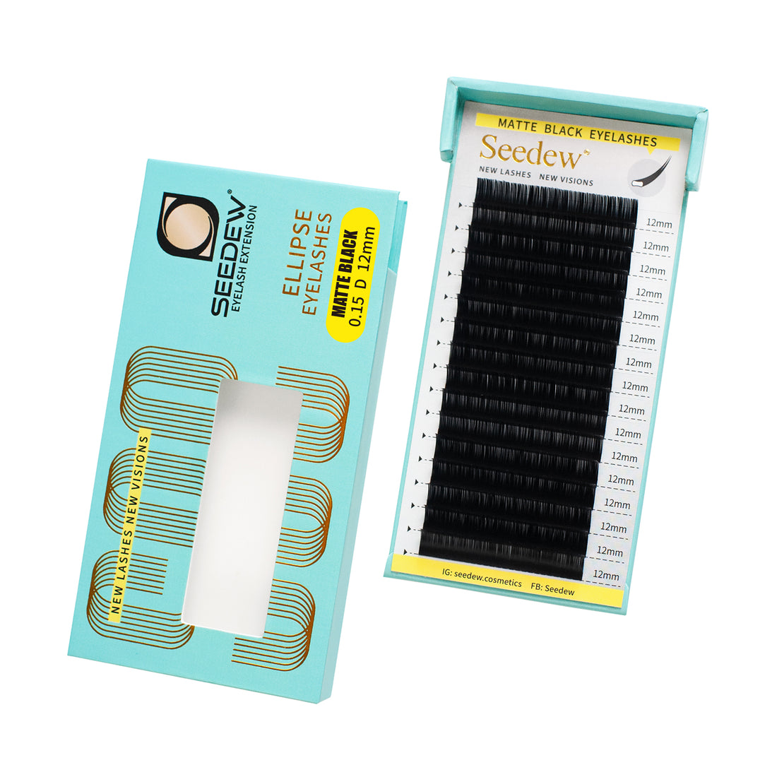 Matte Black Flat Ellipse Eyelashes Extensions 16Rows