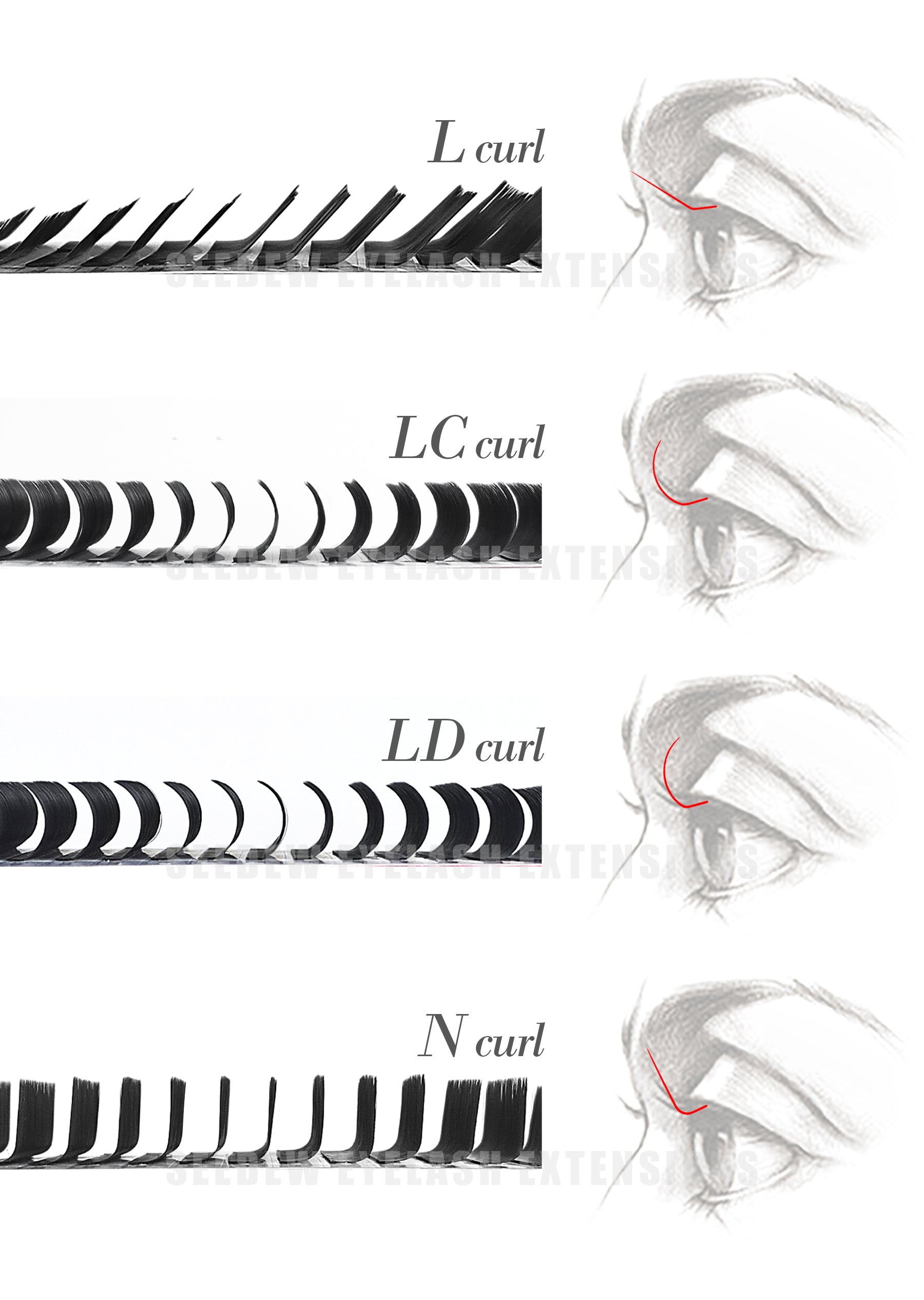 Special Shape L/LJ/LB/LC/LD/N Eyelash Extensions